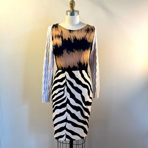 Graphic zebra print corduroy knee-lengh Isaac Mizrahi for target skirt